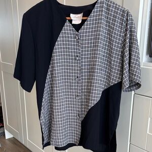 Black and Plaid Button-Up Shirt